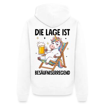 Die Lage Ist Besäufniserregend - Unisex Premium Bio Zip Hoodie - Weiß - Hinten - Thijin (182cm)