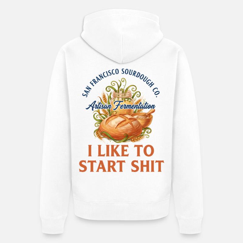 Sauerteigbrot Backbäcker Sauerteigstarter - Unisex Premium Bio Zip Hoodie - Weiß