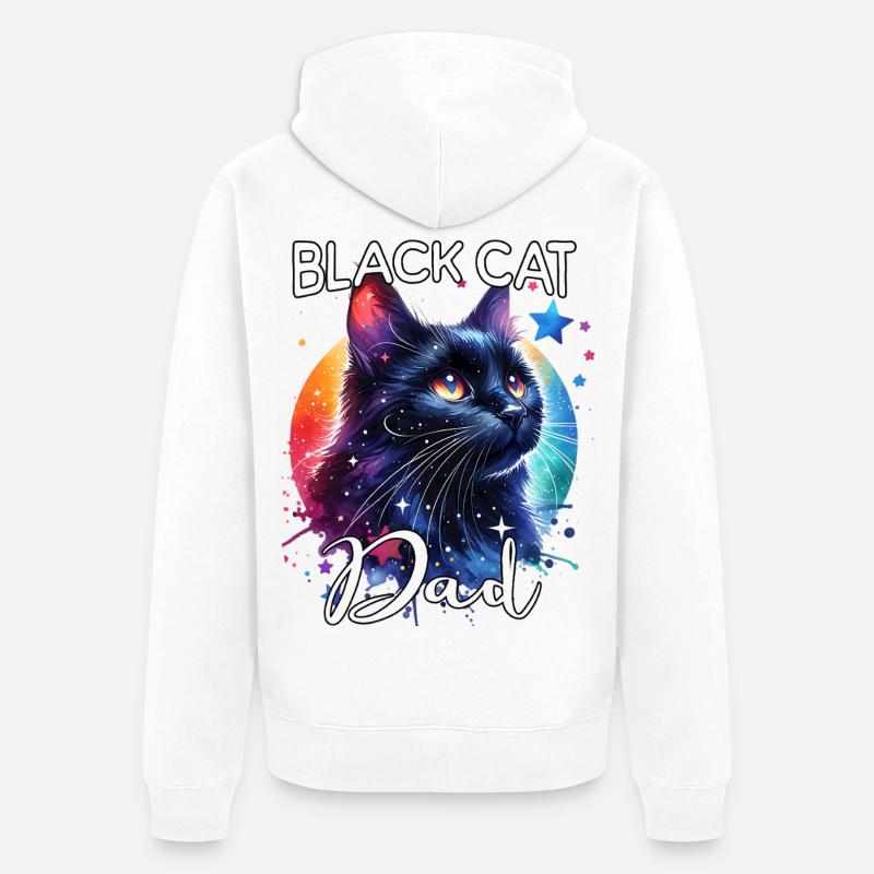 Papa Chat Noir - Veste à capuche bio Premium Unisexe - blanc