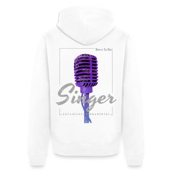 Born To Be Singer pour chanteurs et musiciens de groupe - Veste à capuche bio Premium Unisexe - blanc - Dos - Thijin (182cm)