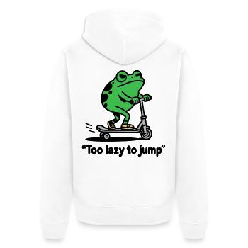 Too Lazy to Jump Lustiger Frosch Chillout - Unisex Premium Bio Zip Hoodie - Weiß - Hinten - Thijin (182cm)