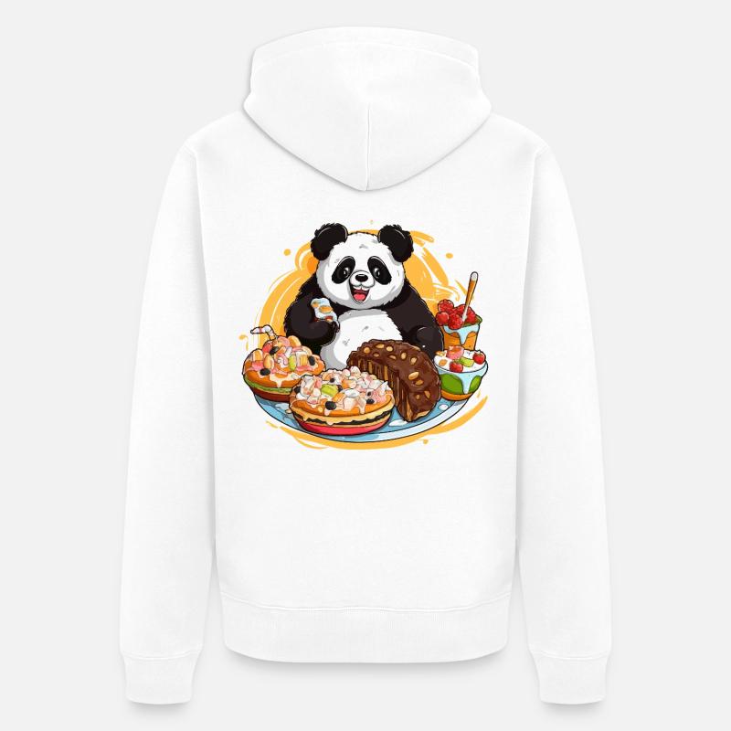 Festin de dessert de panda - Veste à capuche bio Premium Unisexe - blanc