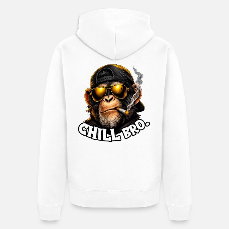 Chimpanzé Cool Bro - Veste à capuche bio Premium Unisexe - blanc