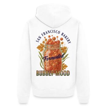 Sauerteigbrot Backen, fermentierte, sprudelnde Stimmung - Unisex Premium Bio Zip Hoodie - Weiß - Hinten - Thijin (182cm)