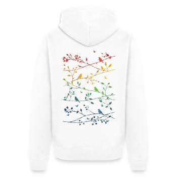 Rainbow branches and birds - Unisex Premium Organic Zip Hoodie - white - Back - Thijin (182cm)