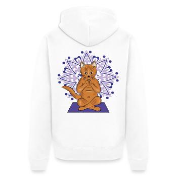 Mandala méditatif du chat - Veste à capuche bio Premium Unisexe - blanc - Dos - Thijin (182cm)