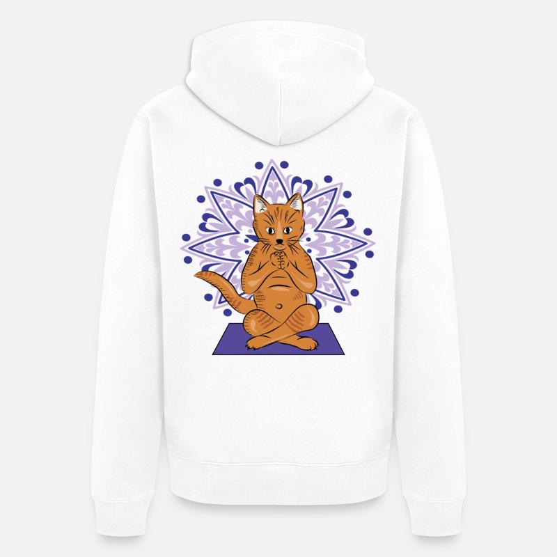 Mandala méditatif du chat - Veste à capuche bio Premium Unisexe - blanc