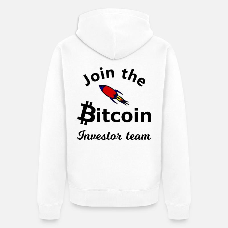 Le bitcoin s’envole vers la lune - Veste à capuche bio Premium Unisexe - blanc
