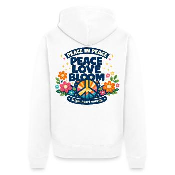 Peace Love Bloom Blumen Peace Boho Statement - Unisex Premium Bio Zip Hoodie - Weiß - Hinten - Thijin (182cm)