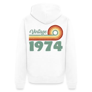 Vintage 1974 Retro Mountain Geburtstag 1974 - Unisex Premium Bio Zip Hoodie - Weiß - Hinten - Thijin (182cm)