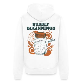 Sauerteig-Sekt-Anfänge Live-Kulturen Backen - Unisex Premium Bio Zip Hoodie - Weiß - Hinten - Thijin (182cm)
