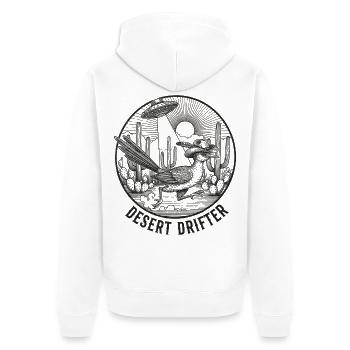 Wüste Bip Bip OVNI Vagabond rétro du désert occidental - Veste à capuche bio Premium Unisexe - blanc - Dos - Thijin (182cm)