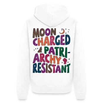 Bunt chargé de lune, résistant au patriarcat - Veste à capuche bio Premium Unisexe - blanc - Dos - Thijin (182cm)