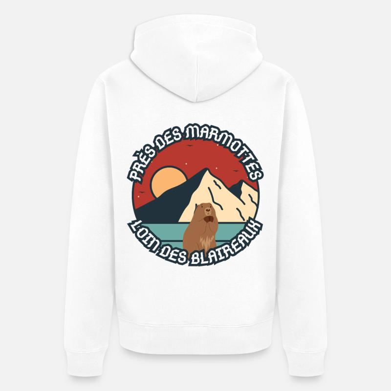 Humor über ein Murmeltier - Unisex Premium Bio Zip Hoodie - Weiß