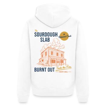 Sauerteigbrot-Backer Die Sauerteigplatte - Unisex Premium Bio Zip Hoodie - Weiß - Hinten - Thijin (182cm)