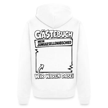 JGA 2026 Gästebuch Wir waren dabei JGA Crew - Unisex Premium Bio Zip Hoodie - Weiß - Hinten - Thijin (182cm)