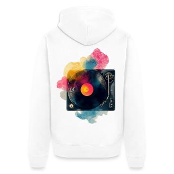 Design de platine vinyle en vinyle à splash couleur - Veste à capuche bio Premium Unisexe - blanc - Dos - Thijin (182cm)
