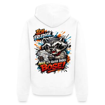 Ich mach das aber ich gucke dabei böse - Unisex Premium Bio Zip Hoodie - Weiß - Hinten - Thijin (182cm)