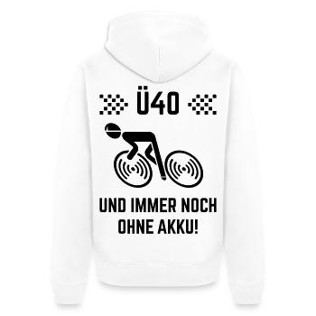 Ü40 Und Immer Noch Ohne Akku! (Fahrrad Rennrad B) - Unisex Premium Bio Zip Hoodie - Weiß - Hinten - Thijin (182cm)
