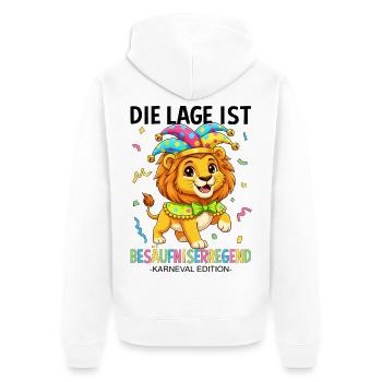 Die Lage Ist Besäufniserregend Karneval Edition - Unisex Premium Bio Zip Hoodie - Weiß - Hinten - Thijin (182cm)