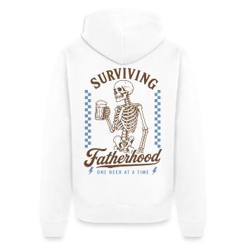 Surviving Fatherhood Beer Dad Shirt - Unisex Premium Bio Zip Hoodie - Weiß - Hinten - Thijin (182cm)