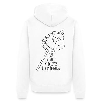 Juste une fille qui adore le passe-temps de monture | Équitation | - Veste à capuche bio Premium Unisexe - blanc - Dos - Thijin (182cm)