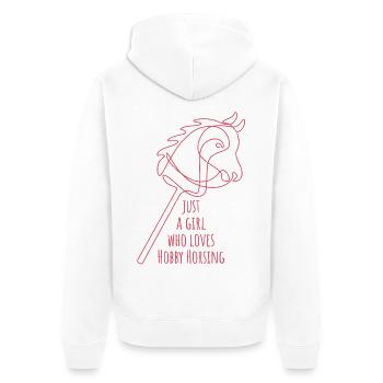 Juste une fille qui adore le passe-temps de monture | Équitation - Veste à capuche bio Premium Unisexe - blanc - Dos - Thijin (182cm)