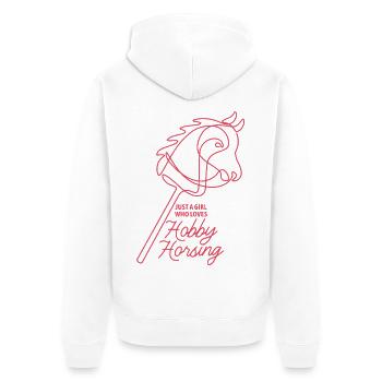 Juste une fille qui adore le passe-temps de monture | Équitation - Veste à capuche bio Premium Unisexe - blanc - Dos - Thijin (182cm)