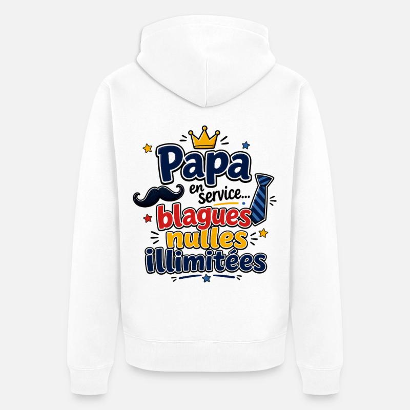 Papa blagues nulles illimitées - Veste à capuche bio Premium Unisexe - blanc