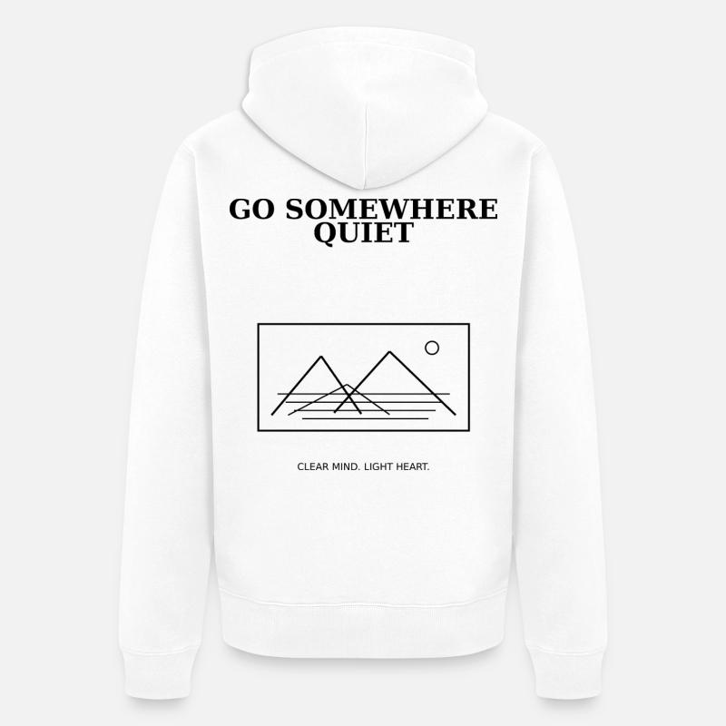 08_go_somewhere_quiet - Unisex Premium Bio Zip Hoodie - Weiß