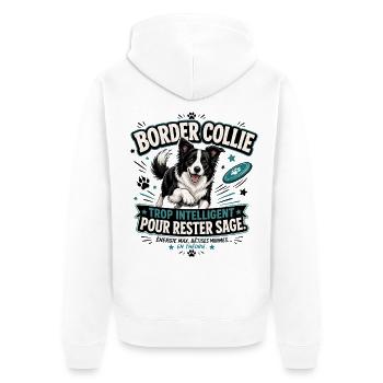 Border Collie Trop Intelligent Pour Rester Sage - Veste à capuche bio Premium Unisexe - blanc - Dos - Thijin (182cm)