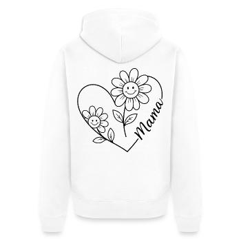 Mama Blumen Line-Art - Unisex Premium Bio Zip Hoodie - Weiß - Hinten - Thijin (182cm)