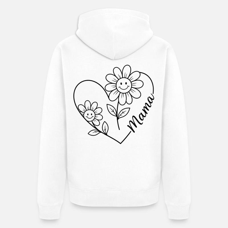Maman Fleur en traits - Veste à capuche bio Premium Unisexe - blanc