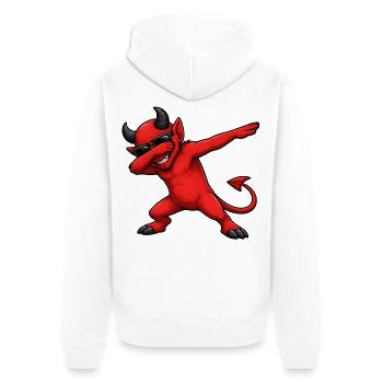 Dabbing Devil - Unisex Premium Organic Zip Hoodie - white - Back - Thijin (182cm)