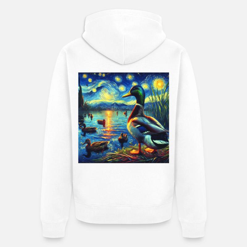 Nuit étoilée de canard colvert - Veste à capuche bio Premium Unisexe - blanc