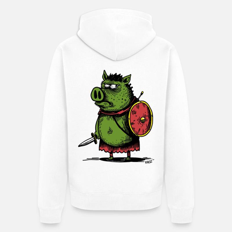 Viking sanglier vert avec bouclier - Veste à capuche bio Premium Unisexe - blanc