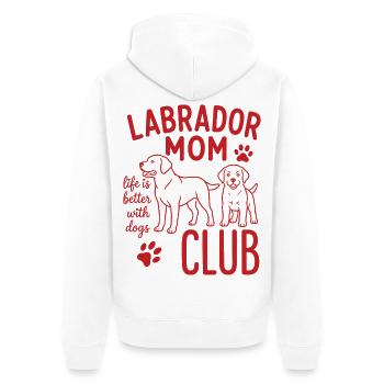 Labrador Mom Club Hundemama Shirt - Unisex Premium Bio Zip Hoodie - Weiß - Hinten - Thijin (182cm)