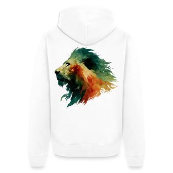 Löwenkopf Wasserfarbe - Unisex Premium Bio Zip Hoodie - Weiß - Hinten - Thijin (182cm)