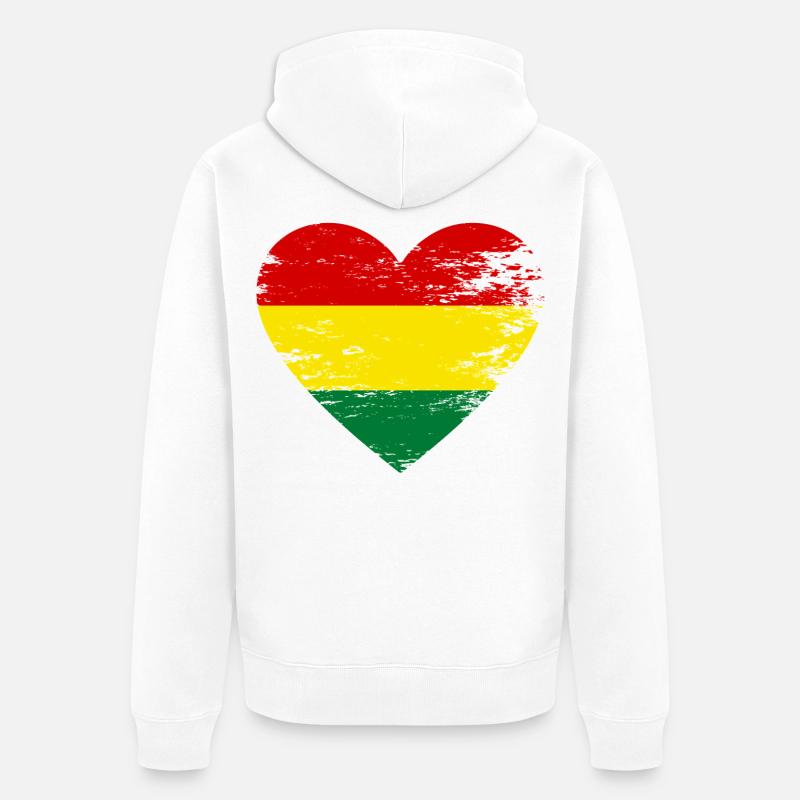 Cœur du drapeau bolivien utilisé - Veste à capuche bio Premium Unisexe - blanc