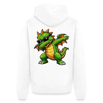 Cute Dabbing Dragon - Unisex Premium Organic Zip Hoodie - white - Back - Thijin (182cm)