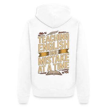 Enseignant d’anglais langue seconde enseignant en anglais - Veste à capuche bio Premium Unisexe - blanc - Dos - Thijin (182cm)