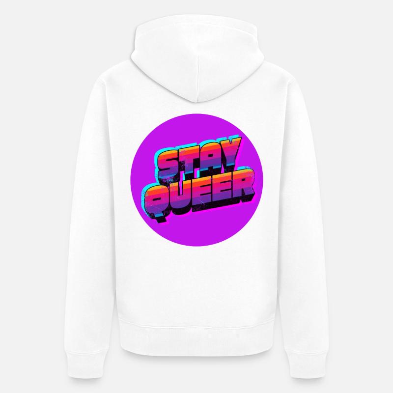 Reste queer rétro néon - Veste à capuche bio Premium Unisexe - blanc