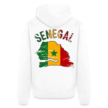 Senegal Flagge Landkarte Silhouette used - Unisex Premium Bio Zip Hoodie - Weiß - Hinten - Thijin (182cm)
