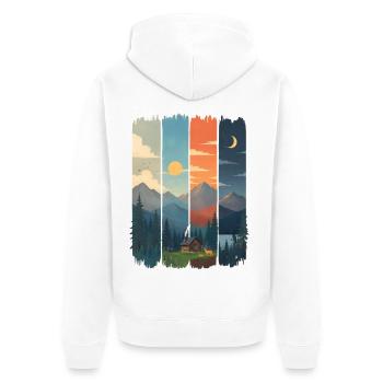 Horizonte in vier Gebirgstafeln - Unisex Premium Bio Zip Hoodie - Weiß - Hinten - Thijin (182cm)