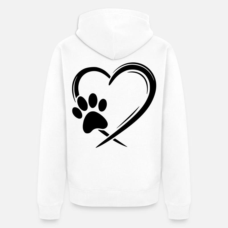 Pfote Herz - Unisex Premium Bio Zip Hoodie - Weiß
