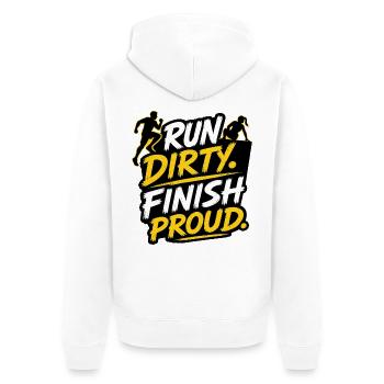 Run Dirty Finish Proud OCR Runner Design - Unisex Premium Bio Zip Hoodie - Weiß - Hinten - Thijin (182cm)