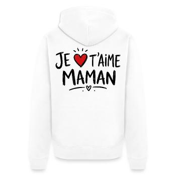 Je t'aime Maman avec Cœur Rouge - Veste à capuche bio Premium Unisexe - blanc - Dos - Thijin (182cm)