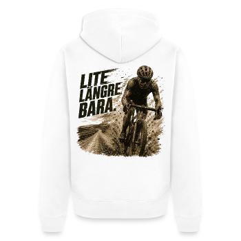 Straßenradfahren und Kies: Noch ein Stück weiter - Unisex Premium Bio Zip Hoodie - Weiß - Hinten - Thijin (182cm)