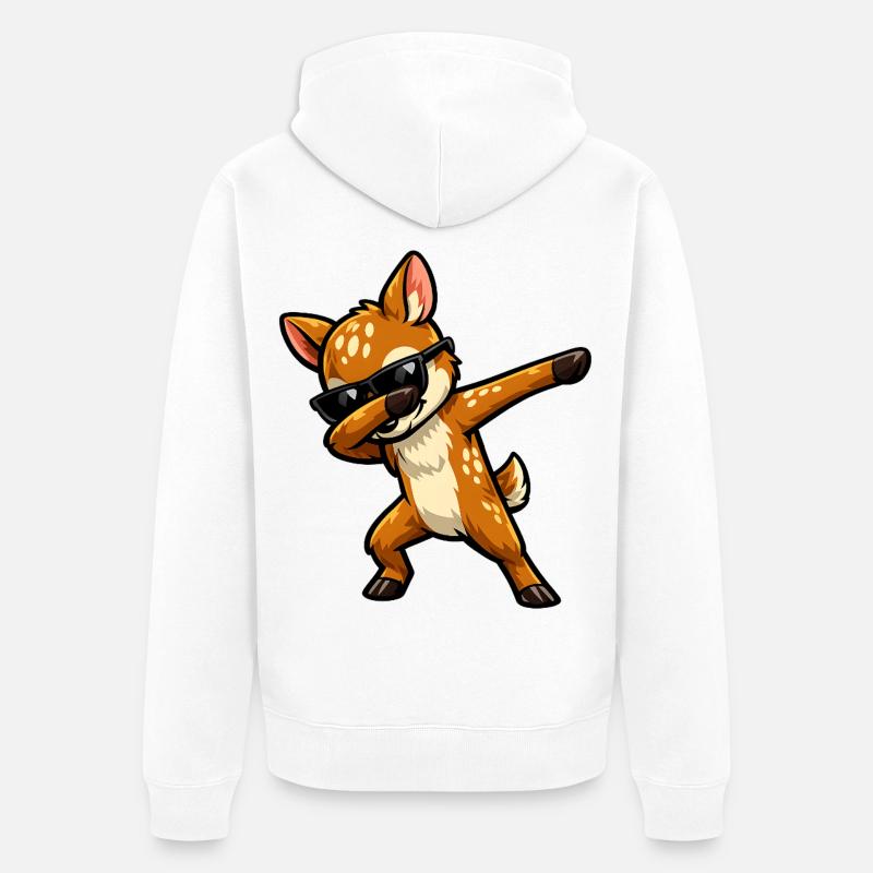 Dabbing Rehkitz - Unisex Premium Bio Zip Hoodie - Weiß