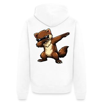 Dabbing Marder - Unisex Premium Bio Zip Hoodie - Weiß - Hinten - Thijin (182cm)